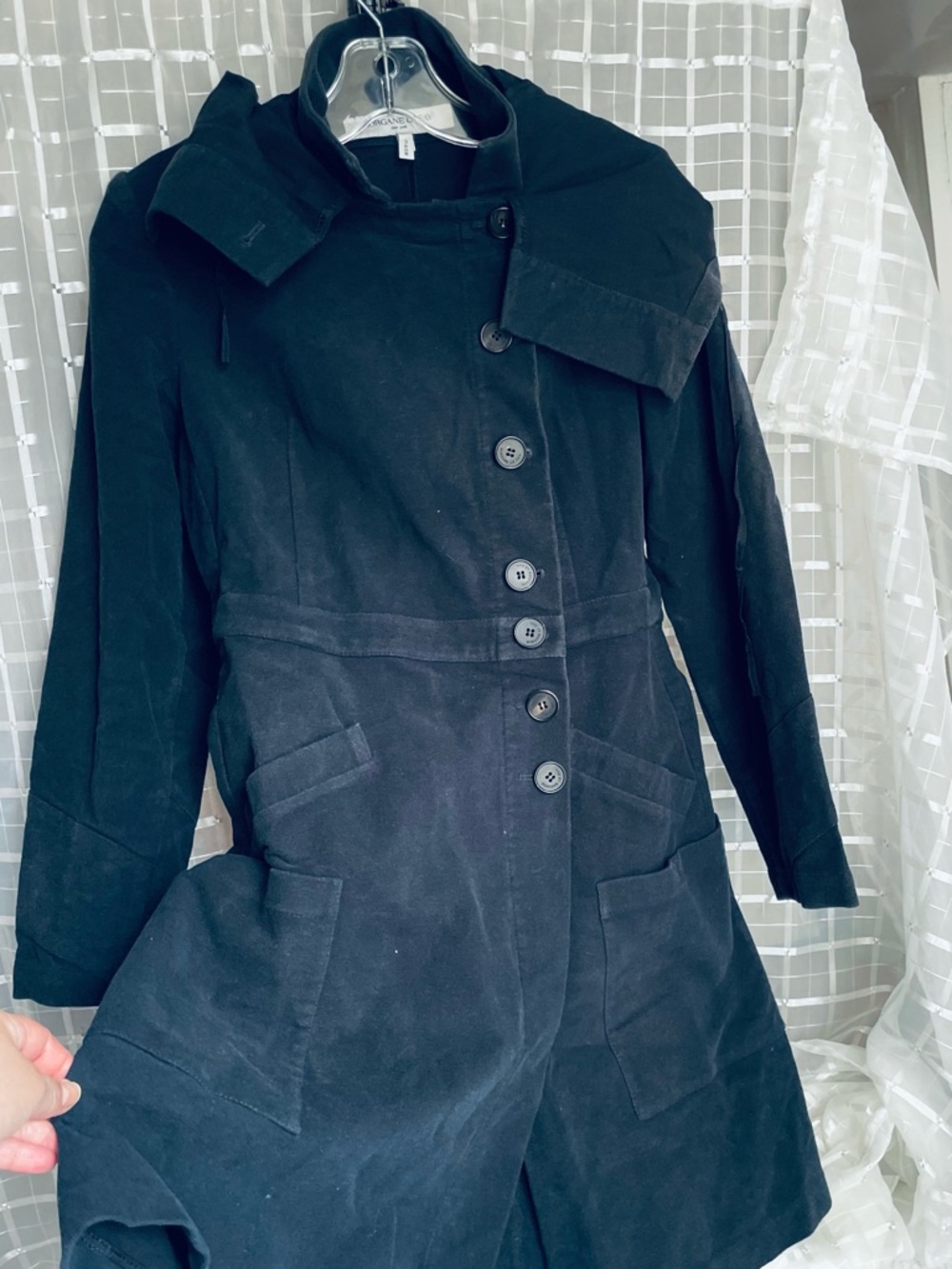 Women’s navy blue Trench Coat Jacket - Classic Button Front